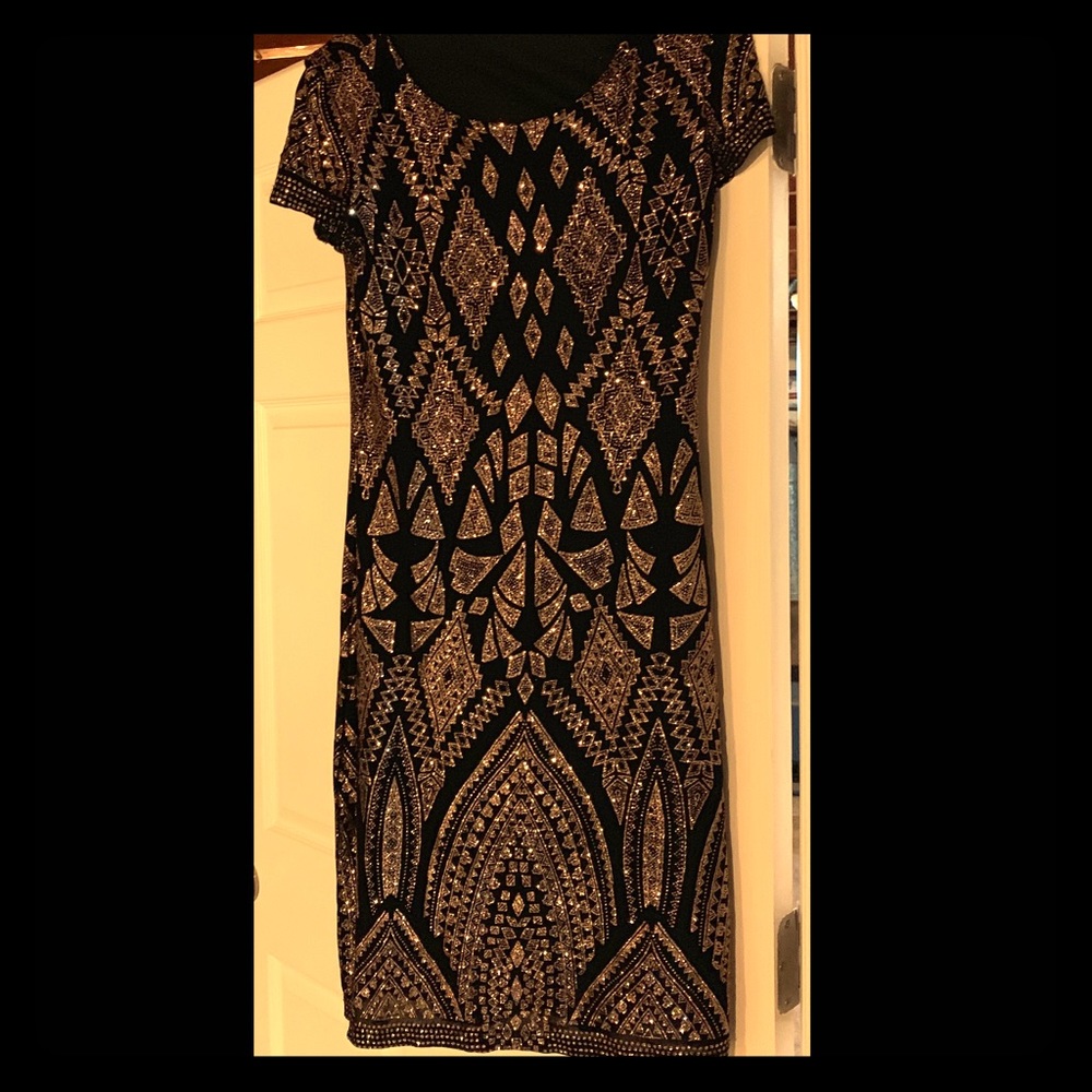 Black/gold midi sparkle dress